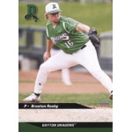 braxton roxby 2023 dayton dragons Baseball player pitching for Dayton Dragons in green uniform, ready to throw a pitch on the field.