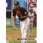 braxton roxby 2024 chattanooga lookouts Pitcher in black jersey winding up to throw a baseball on a sunny field, with another player in the background.