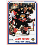 jason spence 2000 big league cards johnstown chiefs 15 Hockey player in action on a trading card for the Johnstown Chiefs, 2000-2001 season.