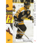 jason spence 2005 johnstown chiefs Hockey player in a black and yellow uniform on the ice during a game, holding a stick and wearing a helmet.