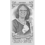 dave hanson 2021 allen and ginter mini Smiling man in hockey gear holds stick, featured on a 2021 Allen & Ginter trading card by Topps, Brooklyn, NY.