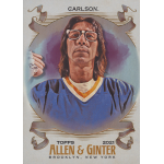 steve carlson 2021 allen and ginter silver Vintage trading card featuring a person in a blue jersey with glasses, titled Carlson, Allen & Ginter, 2021.