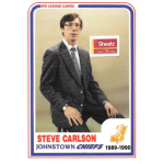 steve carlson 1989 johnstown chiefs Vintage hockey card featuring a Johnstown Chiefs player in a suit from the 1989-1990 season.
