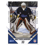 matthew sankner 2017 fargo force ushl Hockey player in goalie gear on an ice rink, wearing a blue and black Fargo Force uniform with number 33.