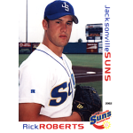rick roberts 2002 jacksonville suns Baseball player in Jacksonville Suns uniform holding glove, standing on field, 2002 team card.