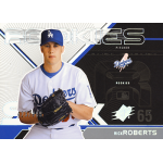 rick roberts 2003 spx rc Baseball card featuring rookie pitcher in Dodgers uniform, holding a glove, with design elements and text highlighting rookies.
