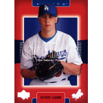 rick roberts 2003 upper deck finite Baseball rookie card featuring player in white uniform and blue cap, holding a glove with red bordered design.