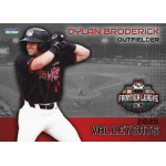 dylan broderick 2025 tri city valleycats Baseball player in batting stance with Frontier League and ValleyCats 2025 branding in the background.