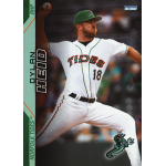 dylan heid 2025 norfolk tides Baseball player in action for Norfolk Tides, wearing a white uniform, winding up for a pitch on a trading card.