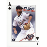 kaleb fleck 2017 reno aces Baseball player in Reno Aces uniform pitching, featured on Ace of Clubs playing card.