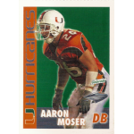 aaron moser 2000 miami hurricanes gatorade sga Football player in Miami Hurricanes uniform, poised for action with green and orange design, name visible on card.