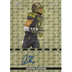 ahmmon richards 2016 leaf army all american bowl metal super autograph Football trading card featuring a player in a black and green uniform with a helmet, signed by Ahmmon Richards.