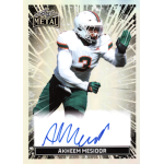akheem mesidor 2026 leaf metal draft prismatic white autograph Football player card featuring a player in a white and green uniform, with a printed autograph at the bottom.