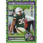 andres borregales 2025 score a treat bats Rookie football card featuring player in green jersey, spiderweb design, and helmet graphic, numbered 329/399.