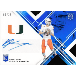 brad kaaya 2017 elite draft picks blue status autograph Football trading card featuring quarterback in Miami Hurricanes uniform, card signed with blue ink, numbered 09/25.