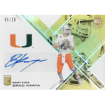 brad kaaya 2017 elite draft picks gold aspirations auto Brad Kaaya football trading card, University of Miami logo, autograph, rookie card, limited edition 05/10.