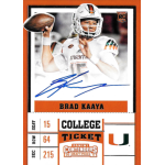 brad kaaya 2017 panini contenders draft picks college ticket auto Brad Kaaya football card, Miami Hurricanes jersey, rookie edition, autograph, Panini Contenders Draft Picks 2017.