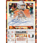 brad kaaya 2017 panini contenders draft picks cracked ice photo variation c Football trading card featuring player in orange jersey holding a ball, labeled Brad Kaaya, with signature and team logo.