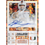 brad kaaya 2017 panini contenders draft picks cracked ice variation b Football trading card featuring quarterback in uniform with autograph and University of Miami colors and logo.