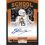 brad kaaya 2017 panini contenders draft picks school colors autograph Football player in white jersey throwing a pass, featured on a collectible card with 'School Colors' and autograph.