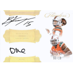 brad kaaya 2017 panini flawless collegiate dual signatures gold Autographed Brad Kaaya and David Njoku football card, Miami Hurricanes, limited edition 03/10, Flawless collection.