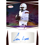 cam ward 2024 sage red autograph Football player in white uniform holding ball, official card with signature below, labeled Quarterback.