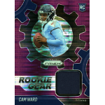 cam ward 2025 panini prizm rookie gear purple pulsar Rookie Gear football card featuring QB in uniform, Prizm series, Titans theme, gear design background for collectors.