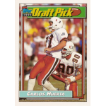 carlos huerta 1992 topps rc 1992 Topps Draft Pick football card featuring player Carlos Huerta in action.