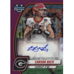 carson beck 2024 bowman chrome university fuchsia refractor autograph Football trading card featuring Georgia QB with a certified autograph, numbered 021/150.