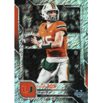 carson beck 2025 bowman chrome university shimmer refractor Football player in orange jersey poised to throw ball on collectible card.