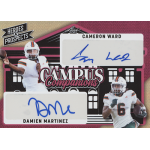 damien martinez 2024 leaf heroes and prospects campus companions pink autograph Campus Companions card featuring football players with signatures, labeled Heroes & Prospects.