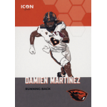 damien martinez 2023 onit oregon state beavers icon series Football player illustration in action, orange jersey, hexagon pattern, text reads Running Back, and team logo is visible.