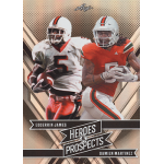 damien martinez 2024 leaf heroes and prospects silver Football trading card featuring two players in action, titled 'Heroes & Prospects' from Leaf brand.