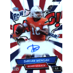 darian mensah 2026 wild card alumination just the hits 250th auto comix prism white autograph Darian Mensah football quarterback trading card with comic-style Pow! Bang! design, orange jersey, autograph, 1/1.