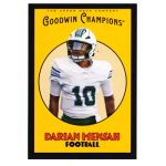 darian mensah 2026 goodwin champions 1930s art frame Goodwin Champions Upper Deck football trading card featuring player in white jersey number 10 on yellow background