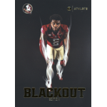 darrell jackson 2024 onit florida state university blackout Football player in action pose on a Blackout edition card, wearing red jersey with number 5, smoky visual effect.