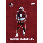 darrell jackson jr 2025 onit florida state university fusion Football player in a red uniform posing confidently on a textured background, text reads Darrell Jackson Jr.