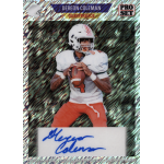 dereon coleman 2024 leaf collective pro set 1989 shimmer silver autograph Football trading card featuring quarterback in action pose, wearing white jersey and helmet, holding a football.