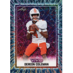 dereon coleman 2025 leaf vivid laser teal Football player in action pose on a trading card with a vivid, dynamic background design.