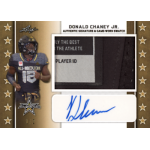 don chaney jr 2020 leaf army all american bowl gold jumbo patch autograph Football trading card featuring a player with jersey, signature, and game-worn swatch.