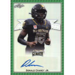 don chaney jr 2020 leaf army all american bowl green autograph All-American football player in black uniform on a trading card with signature at the bottom.