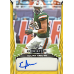 elijah arroyo 2023 leaf draft gold autograph Football player in green jersey on 2023 Leaf Draft trading card with signature panel.
