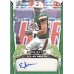 elijah arroyo 2023 leaf draft green autograph Football player holding ball in Leaf Draft 2023 card with autograph; green and white design.