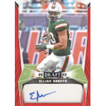 elijah arroyo 2023 leaf draft red autograph Football player in a green uniform holding a ball on a 2023 draft card, signature visible below.