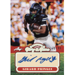 girard pringle jr 2025 leaf glory of the game future glory autograph Football player running with ball on collectible card, signed with Future Glory of the Game branding.