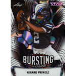 girard pringle jr 2025 leaf vivid bursting with talent lava black Football player making a catch, wearing number 2, vibrant card design with Bursting with Talent text.