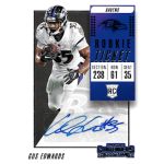 gus edwards 2018 panini contenders rookie ticket autograph Gus Edwards Rookie Ticket Card, Baltimore Ravens, signed collectible, section 238, row 61, seat 35.