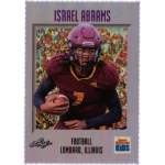 israel abrams 2026 leaf sports illustrated for kids Football player in maroon uniform holding ball, sports card style, with colorful background.