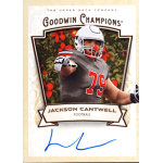 jackson cantwell 2026 goodwin champions autograph Goodwin Champions football card by Upper Deck with player in helmet, jersey 79, pointing; autographed collectible.