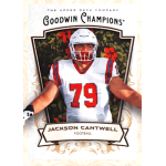 jackson cantwell 2026 goodwin champions Goodwin Champions Upper Deck football trading card with player in white No.79 jersey and helmet, ornate border design.